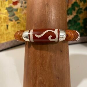 Ruyi and Monsignor dZi Bead and Jade Buddhist Prayer Bracelet